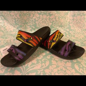 Crocs classic seasonal print sandals men sz 9 and in women sz 11  and men sz 12